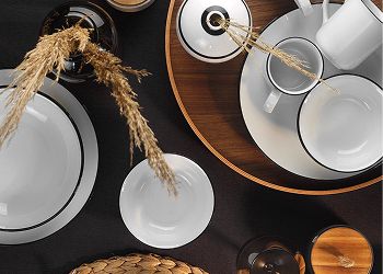 Kütahya Porselen 16 Parça 4 Kişilik Yemek Takımı Siyah File