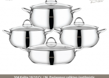 Amboss Stone Paslanmaz Çelik 8 Parça Tencere Seti İndüksiyon Tabanlı